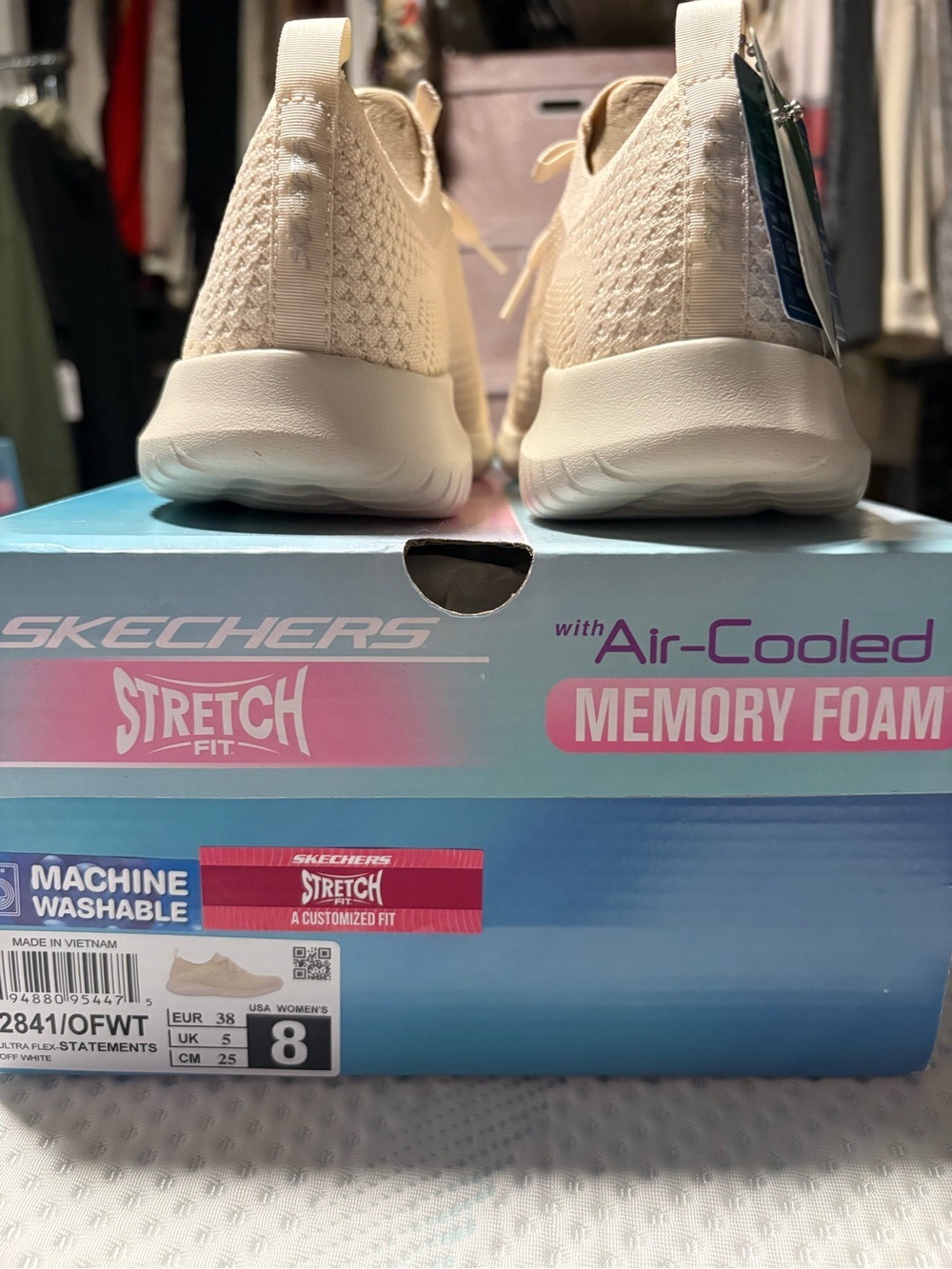 Skechers Women's Slip-On Knit Sneakers in Light Beige - Picture 3 of 4